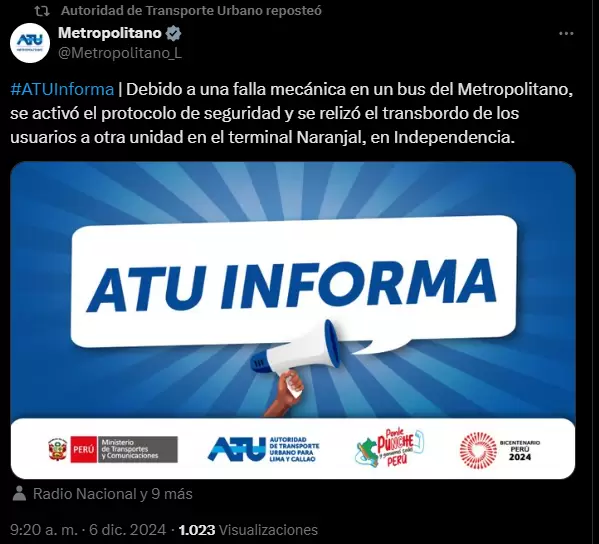 ATU se pronuncia tras amago de incendio