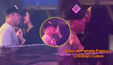 Pamela Franco le roba un beso a Cristian Cueva