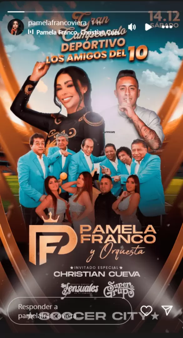 Pamela Franco anima evento deportivo de Christian Cueva