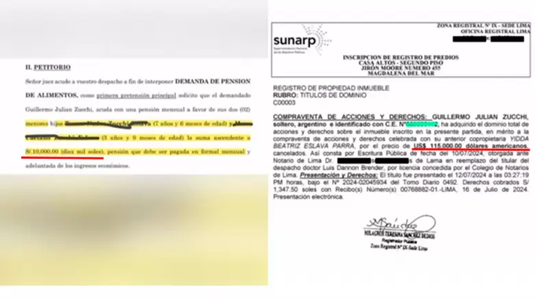 Documentos que mostr Yidd Eslava de la solicitud de manutencin