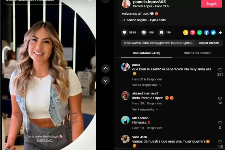 Pamela Lpez publica el cambio de look que se realiz