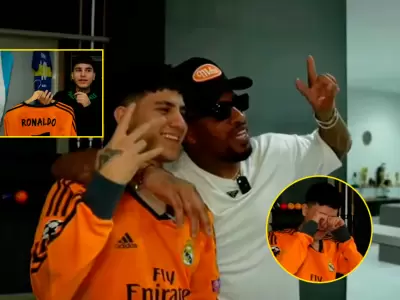 Jefferson Farfn hace realidad el sueo de Cristorata con camiseta de Cristiano Ronaldo.