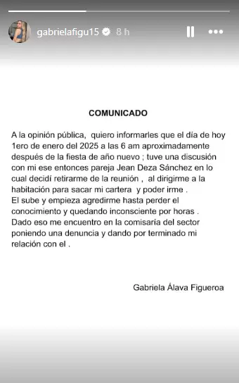 Jean Deza acusado de golpear a Gabriela Alava