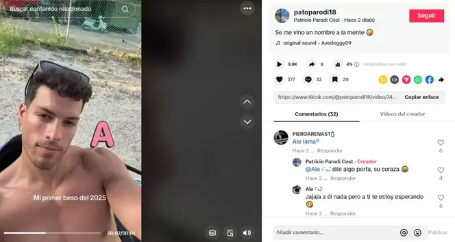 Patricio Parodi confiesa su primer beso del 2025. (TikTok)