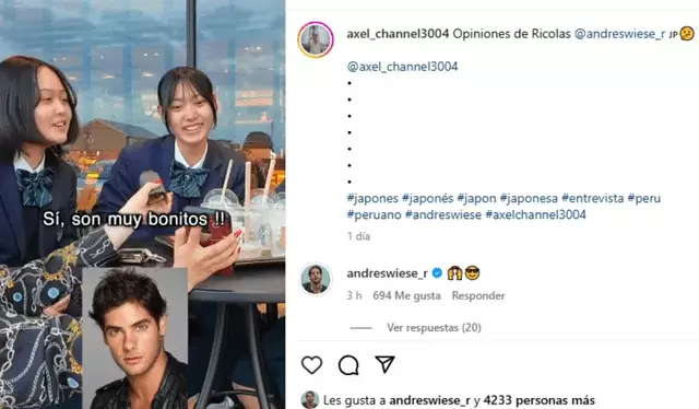 Andrs Wiese comenta video de japonesas que hablan de su belleza. (Instagram)