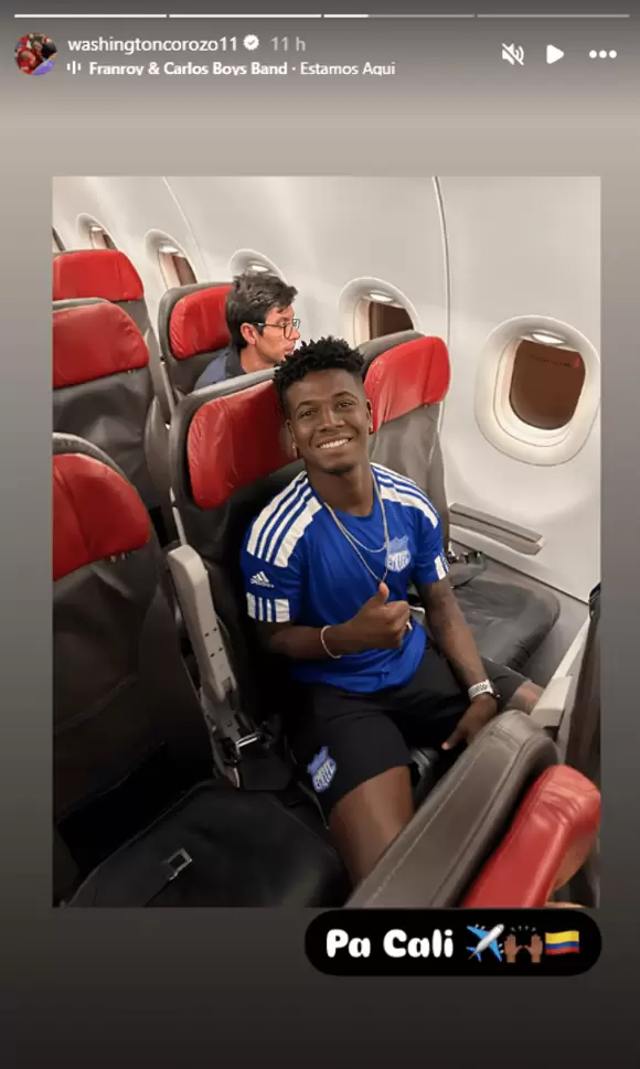 Washington Corozo saliendo de Lima para viajar a Cali con Emelec