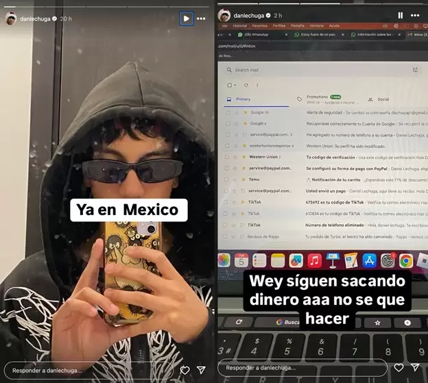 Historias de Daniel Lechuga tras traumtica experiencia. (Instagram)