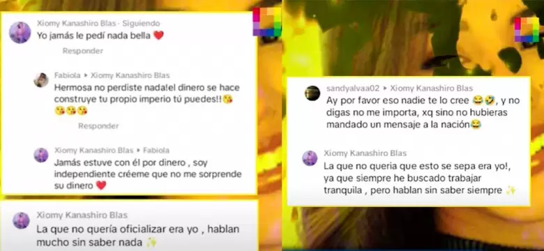 Xiomy Kanashiro respondiendo a usuarios en TikTok