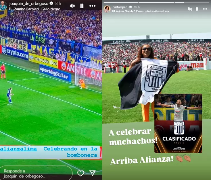 Joaqun de Orbegoso y Bartola celebran histrica victoria de Alianza Lima. (Instagram)