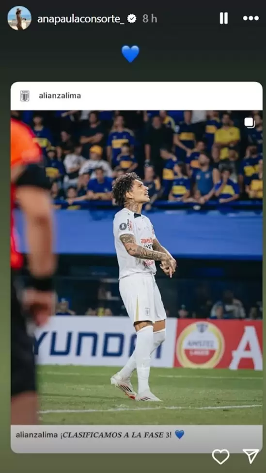 Ana Paula Consorte reacciona a victoria de equipo de Paolo Guerrero. (Instagram)