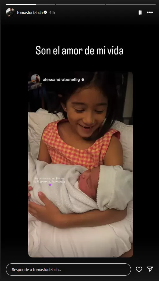 Hija de Sergio Pea y Valery Revello conoce a su hermanita. (Instagram)