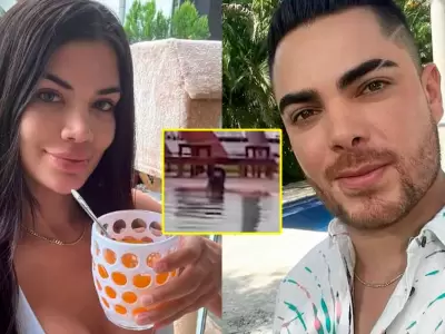 Samantha Batallanos y lvaro Rod fueron captados cariosos en piscina