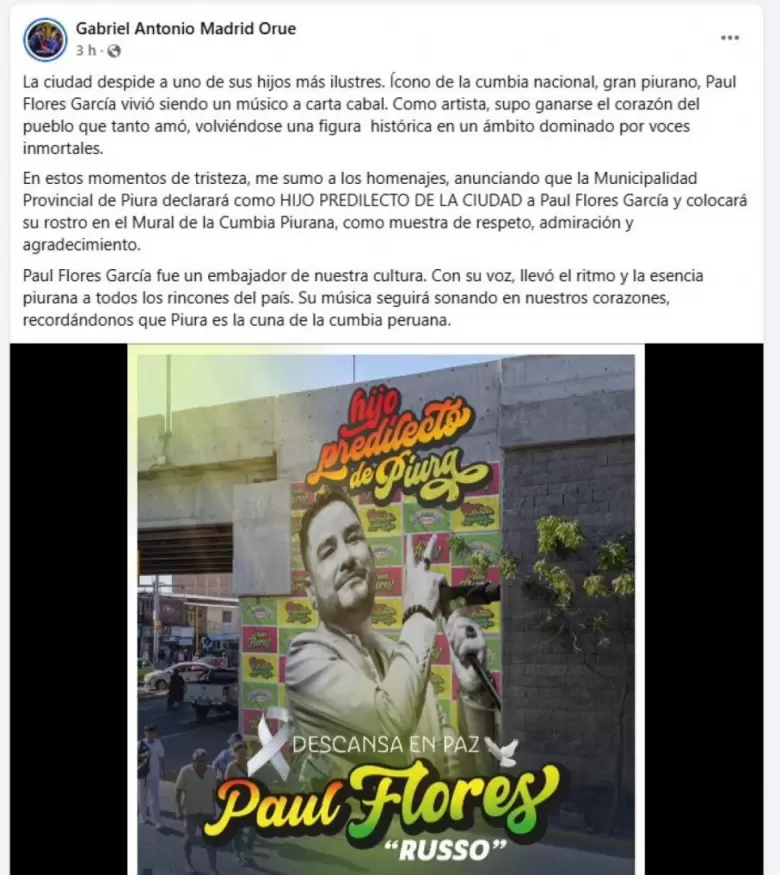 Alcalde de Piura sobre Paul Flores