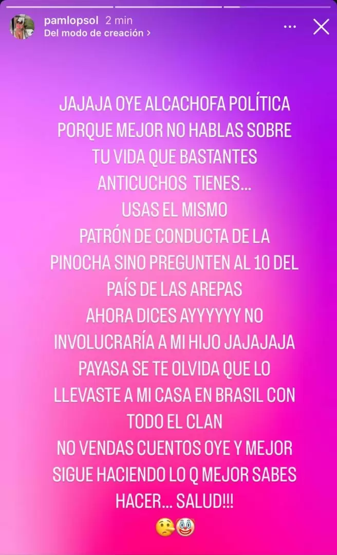 Pamela López lanza dardo en Instagram