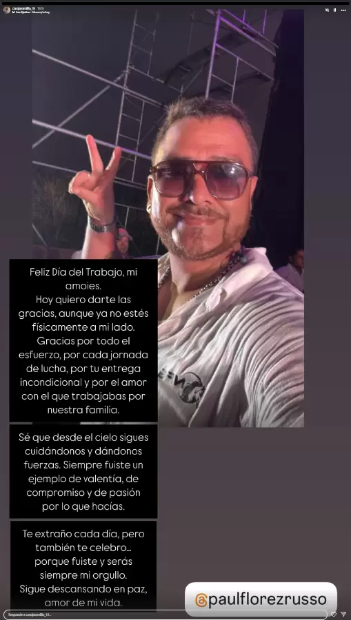 Viuda de Paul Flores publica emotivo mensaje dedicado al fallecido cantante. (Instagram)