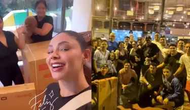 Pamela Franco sorprende a sus trabajadores.