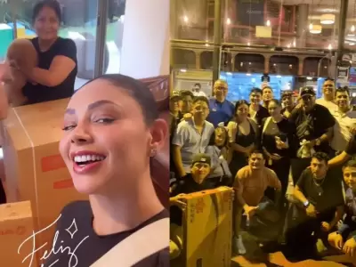 Pamela Franco sorprende a sus trabajadores.