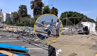 El accidente ocurri mientras desmontaban una estructura gigante tras el cierre del evento.