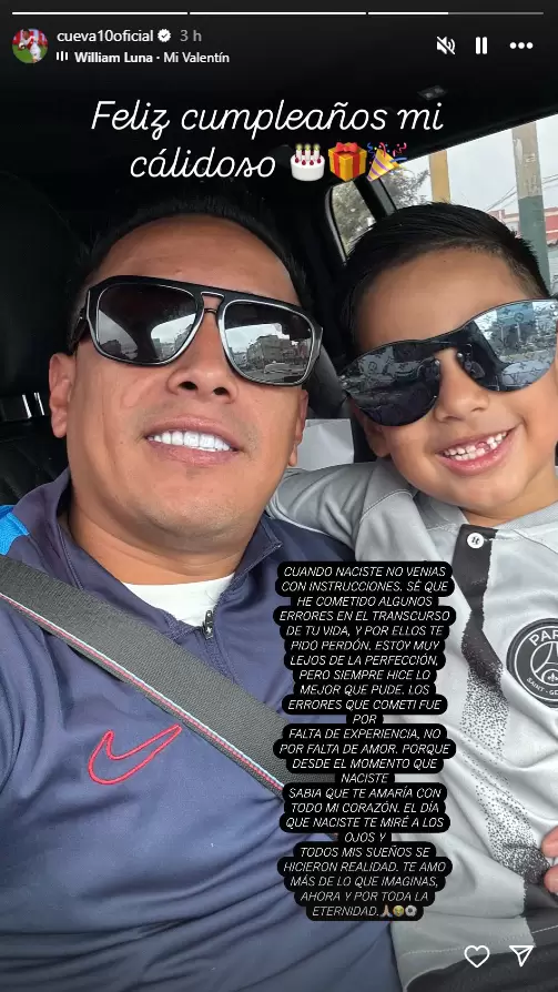 Mensaje de cumpleaos de Christian Cueva a su hijo. (Instagram)