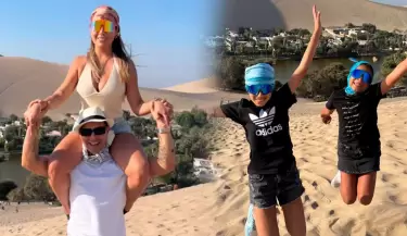 Pamela Lpez y Paul Michael pasean en Ica acompaados con los hijos de cada uno