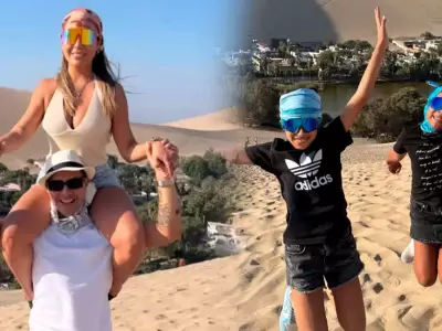 Pamela Lpez y Paul Michael pasean en Ica acompaados con los hijos de cada uno