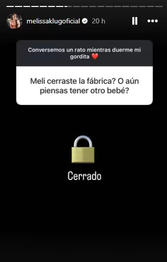 Melissa Klug no quiere ms hijos