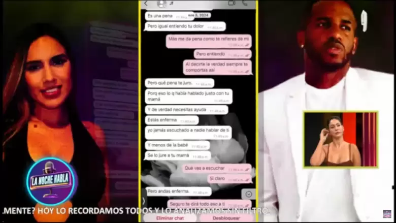 Supuestos chats entre Jefferson Farfn y Darinka Ramrez en enero de 2024. (La Noche Habla)