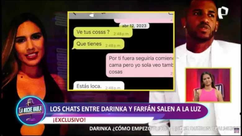 Supuestos chats entre Jefferson Farfn y Darinka Ramrez en abril del 2023. (La Noche Habla)