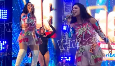 Pamela Franco hizo gozar al pblico en el 16 aniversario de Radio Karibea
