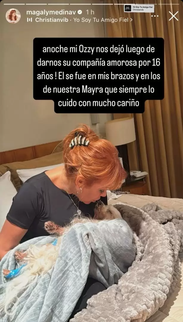Magaly lamenta la muerte de su mascota Ozzy