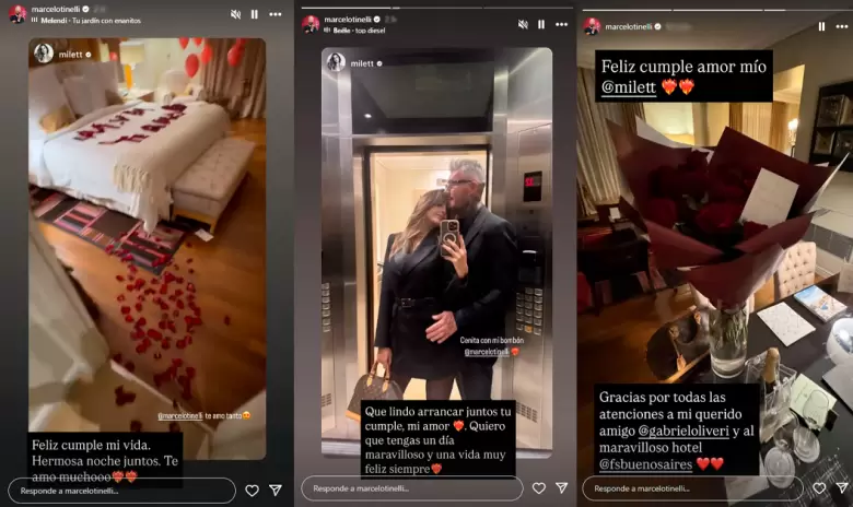 Marcelo Tinelli y las sorpresas a Milett Figueroa por su cumple. (Instagram)