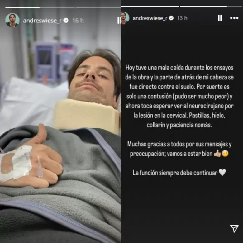Andrés Wiese sufrió accidente durante ensayos