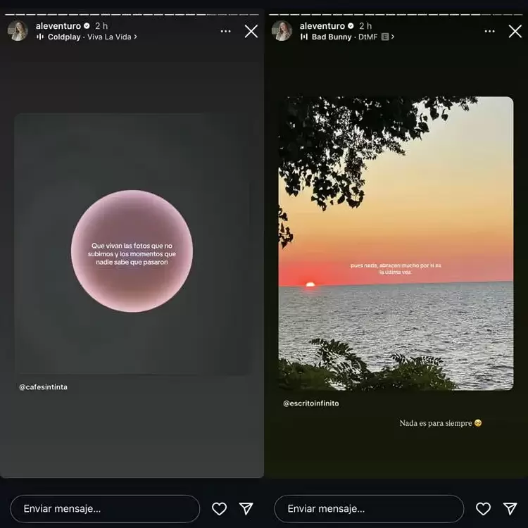 Historias en Instagram de Ale Venturo.