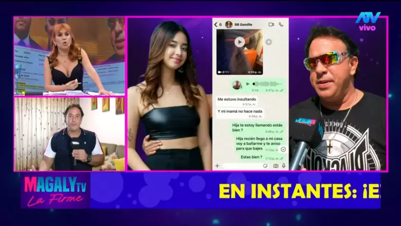 Farid Ode filtra chat con su hija Gamille Ode pidindole ayuda. (Magaly TV La Firme)