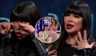 Angie Jibaja se quiebra al hablar de sus hijos en TV chilena.