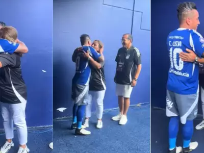Christian Cueva llora al recibir la visita de sus padres