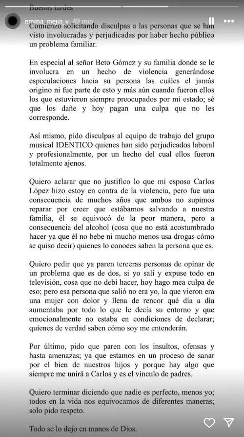 Hermana de Evelyn Vela se retracta de denuncia por agresin a su esposo. (Instagram)