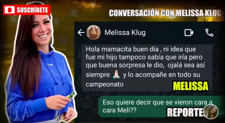 Melissa Klug tras coincidir con Jefferson Farfn