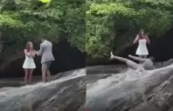 Hombre se cae en una cascada mientras pedía la mano de su novia: "Es una señal para no casarte"