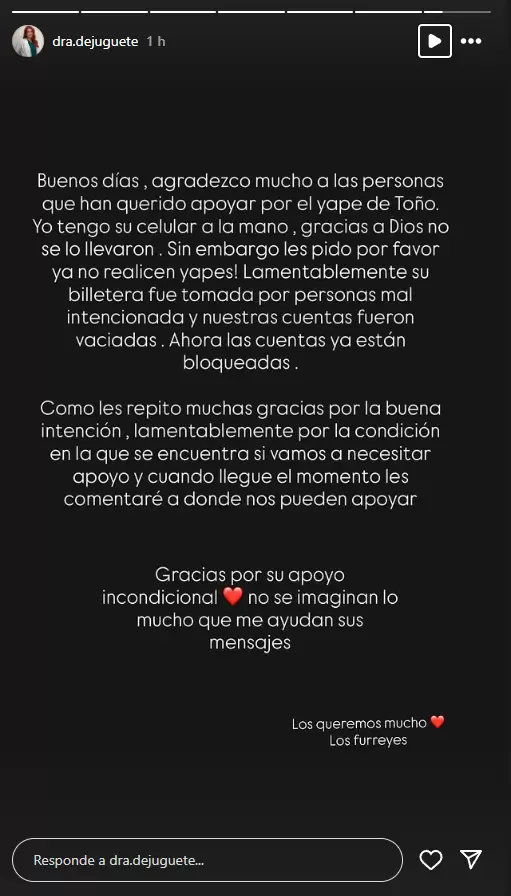 Esposa de Furrey revela que le vaciaron las cuentas tras accidente. (Instagram)