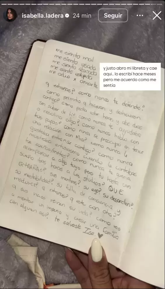 Isabela Ladera recuerda momentos difciles de su pasada relacin.