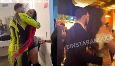 Onelia Molina y Mario Irivarren ampayados abrazndose
