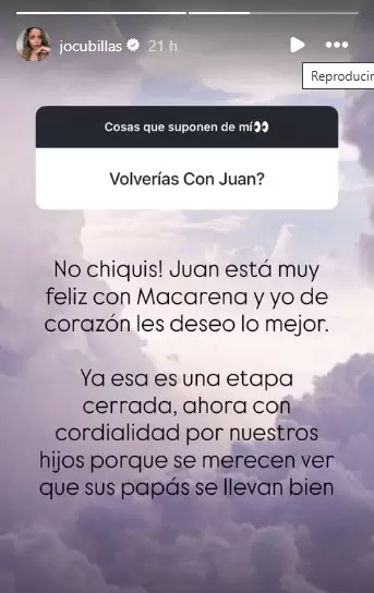 Johana Cubillas descarta una reconciliacin con Juan Ichazo