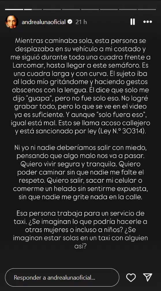Comunicado de Andrea Luna.
