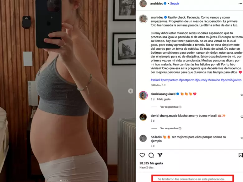 Anah de Crdenas limita los comentarios en Instagram. (Captura de pantalla)