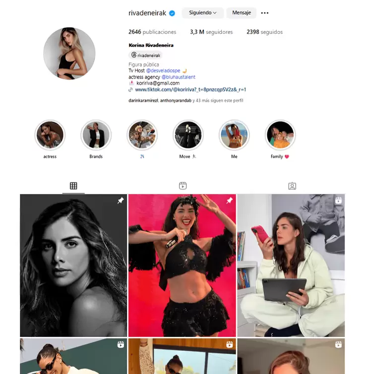 Korina Rivadeneira activ su cuenta de Instagram.