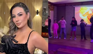 Pamela Lpez graba a sus hijos cantando tema de Paul Michael y Handa.