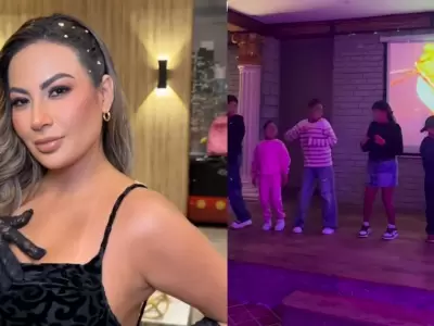Pamela Lpez graba a sus hijos cantando tema de Paul Michael y Handa.