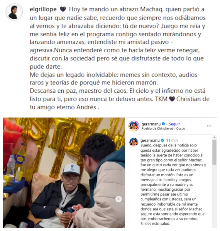 Mensajes de Gerardo Manuel y 'El Grillo'
