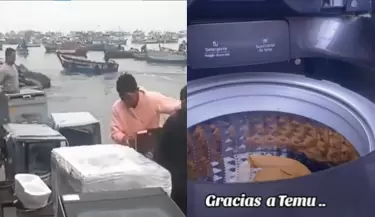 Mujer compra lavadora de contenedor naufrago por 50 soles